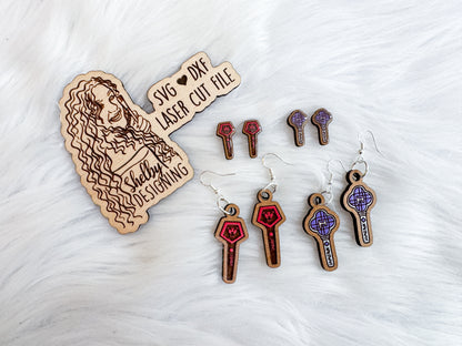 Huntrix & Saja Boys Lightstick Stud/Dangle Earring Duo SVG DXF Laser Cut File