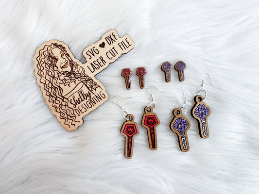 Huntrix & Saja Boys Lightstick Stud/Dangle Earring Duo SVG DXF Laser Cut File