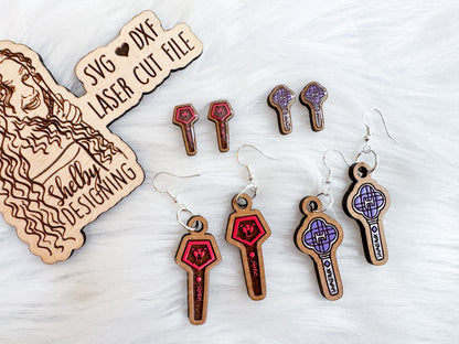 Huntrix & Saja Boys Lightstick Stud/Dangle Earring Duo SVG DXF Laser Cut File