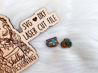 Derpy & Flower Pot Mix N Match Stud Earring SVG DXF Laser Cut File