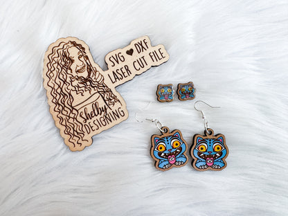 Derpy Tiger Stud/Dangle Earring SVG DXF Laser Cut File