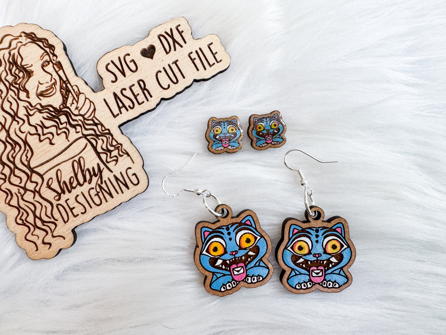 Derpy Tiger Stud/Dangle Earring SVG DXF Laser Cut File