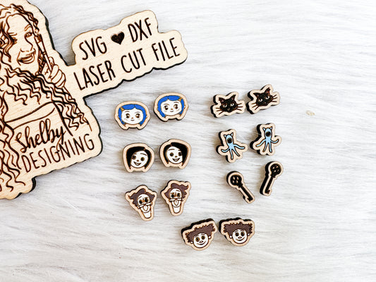Coraline Inspired Stud Earring Bundle SVG