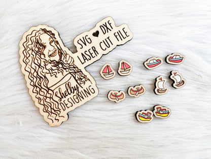 Simple Boats Stud Earrings Bundle SVG