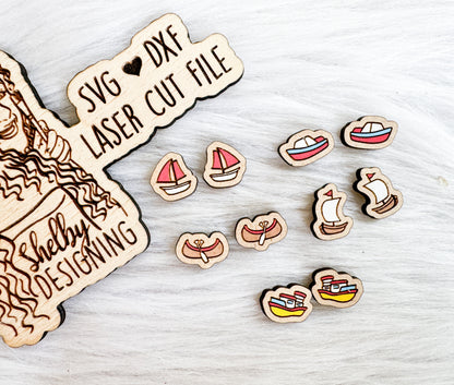 Simple Boats Stud Earrings Bundle SVG