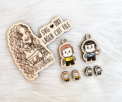 Star Trek Chibi Characters Dangle/Stud Duo Combo SVG