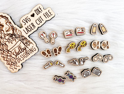 Crime Scene Investigator Inspired Stud Earring Bundle SVG
