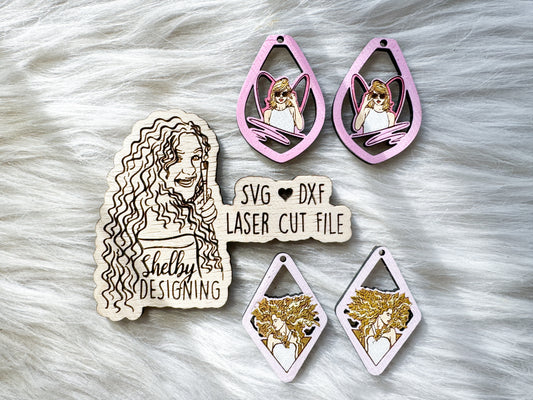 Detailed Taylor Swift Dangle Earrings Duo SVG