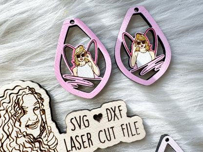 Detailed Taylor Swift Dangle Earrings Duo SVG