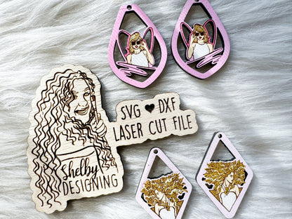 Detailed Taylor Swift Dangle Earrings Duo SVG