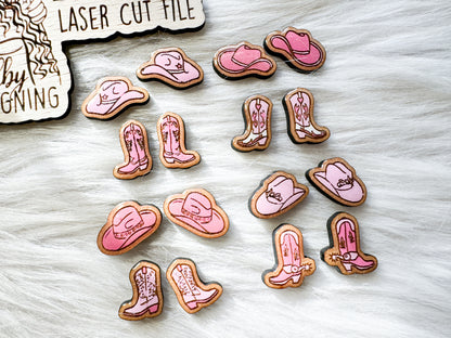 Cute Cowgirl Boots n Hats Stud Earrings Bundle SVG