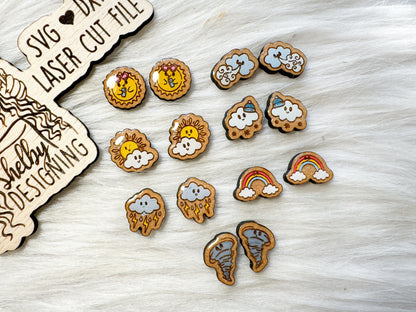 Kawaii Weather Stud Earrings Bundle SVG