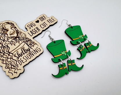 Leprechaun 3 Piece Dangle Earrings SVG