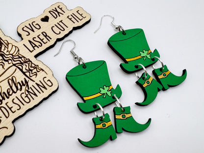 Leprechaun 3 Piece Dangle Earrings SVG