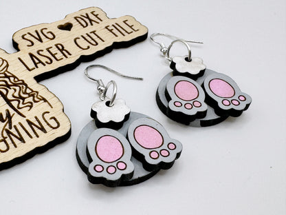 Layered Bunny Bum Dangle Earrings SVG