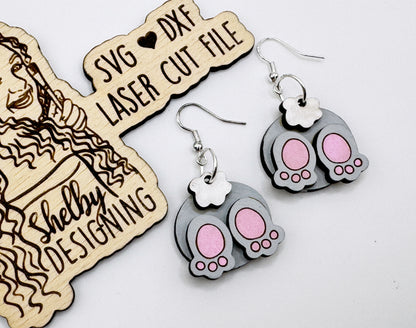 Layered Bunny Bum Dangle Earrings SVG