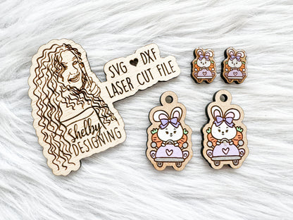 Girl Bunny Cute Car Stud/Dangle Earrings SVG