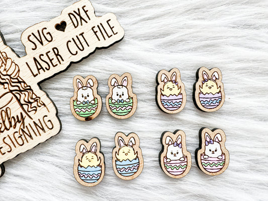 Cute Bunny & Chick Easter Egg Stud Earrings Set SVG