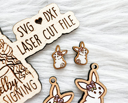 Bunny Rose Stud/Dangle Earrings Combo SVG