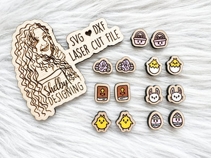 Kawaii Easter Stud Earring Bundle SVG