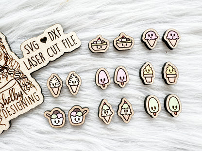 Kawaii Ice Cream Stud Earring Bundle SVG