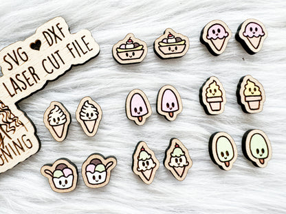 Kawaii Ice Cream Stud Earring Bundle SVG