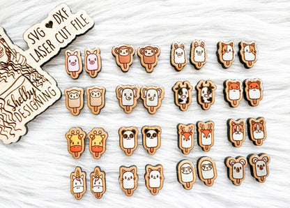 Super Kawaii Animal Popsicles Stud Earring Bundle SVG