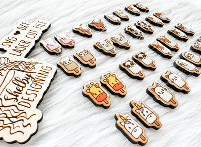 Super Kawaii Animal Popsicles Stud Earring Bundle SVG