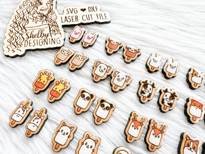 Super Kawaii Animal Popsicles Stud Earring Bundle SVG