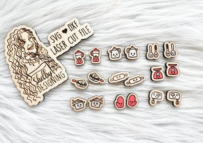 Kawaii Kitchen Baker/Chef Stud Earring Bundle SVG