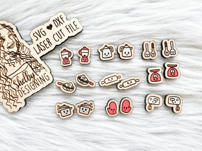 Kawaii Kitchen Baker/Chef Stud Earring Bundle SVG