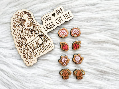 Cartoon Strawberry Shortcake Stud Earring Set SVG
