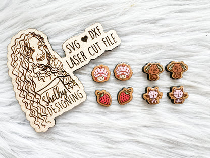 Cartoon Strawberry Shortcake Stud Earring Set SVG