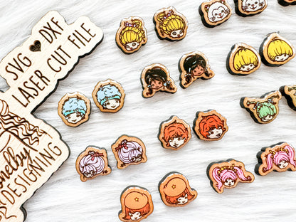 Rainbow Brite & Color Kids Stud Earring Bundle SVG