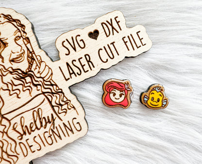 BFF Mix n Match Series | Ariel & Flounder Stud Earrings SVG