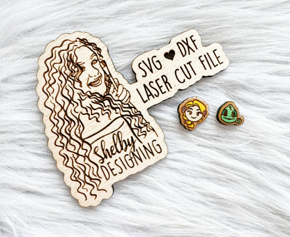 BFF Mix n Match Series | Rapunzel & Pascal Stud Earrings SVG