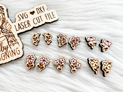 Simply Minimalistic Flower Stud Earrings Bundle SVG