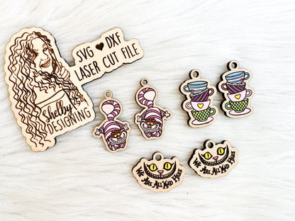 We're All Mad Here Dangle Earring Trio SVG