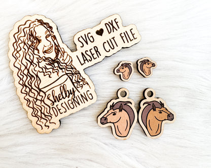 Spirit Horse Stud/Dangle Earring Combo SVG