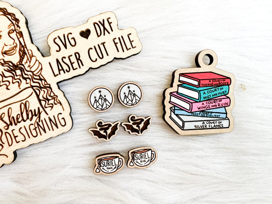 A Court of Thorns & Roses Inspired 3 Stud Earrings with Pin/Keychain SVG