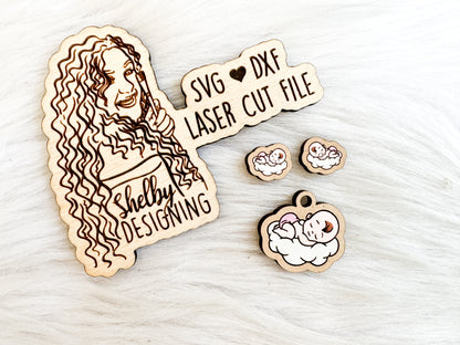 Sleeping Baby on Cloud Stud/Dangle Earring Combo SVG