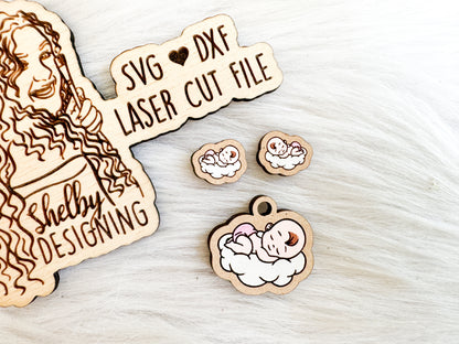 Sleeping Baby on Cloud Stud/Dangle Earring Combo SVG