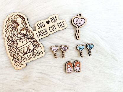 It's a Boy/Girl Baby Stud & Dangle Earrings SVG