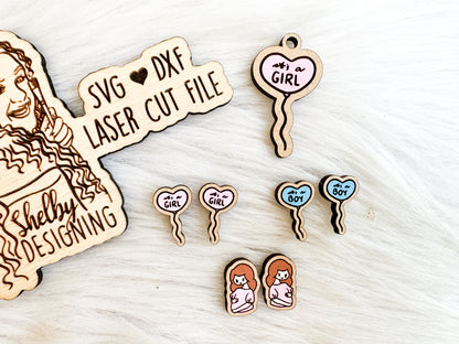 It's a Boy/Girl Baby Stud & Dangle Earrings SVG