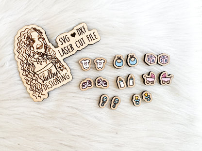 Baby Shower Stud Earrings Bundle SVG