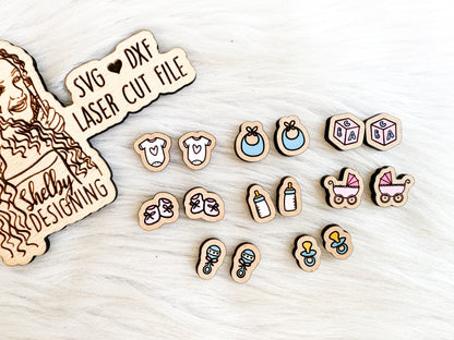 Baby Shower Stud Earrings Bundle SVG