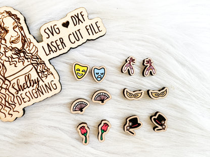Drama Theatre Stud Earrings Bundle SVG