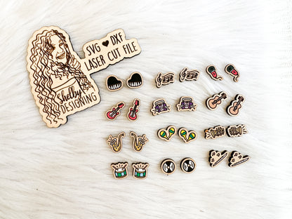Big Musical Instruments Stud Earrings Bundle SVG