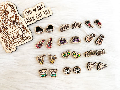 Big Musical Instruments Stud Earrings Bundle SVG
