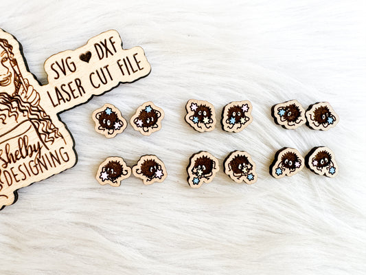 Cute Soot Sprites Stud Earring Bundle SVG